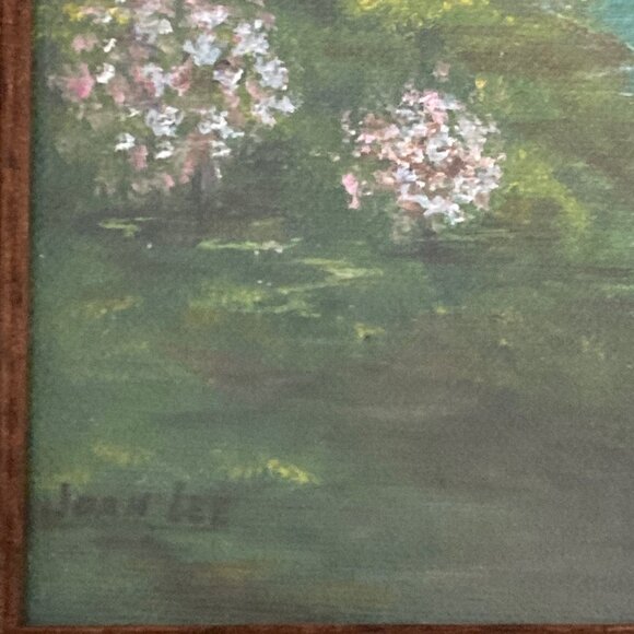 VTG Expressionist Painting Joan Lee Magical Forest Moody Landscape Framed Signed - Picture 6 of 13